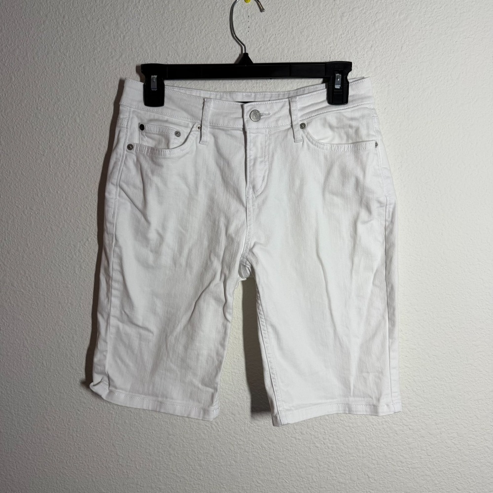 Calvin Klein Bermuda Shorts Womens 29 White Light Wash Denim Cotton‎ Casual Wear